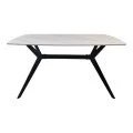 Table Ezali pakoworld sintered stone white matte marble look with black metal leg 140x80x75cm
