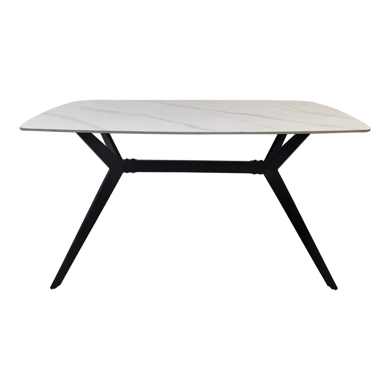 Table Ezali pakoworld sintered stone white matte marble look with black metal leg 140x80x75cm
