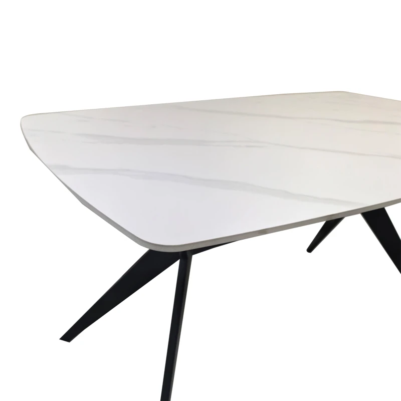 Table Ezali pakoworld sintered stone white matte marble look with black metal leg 140x80x75cm