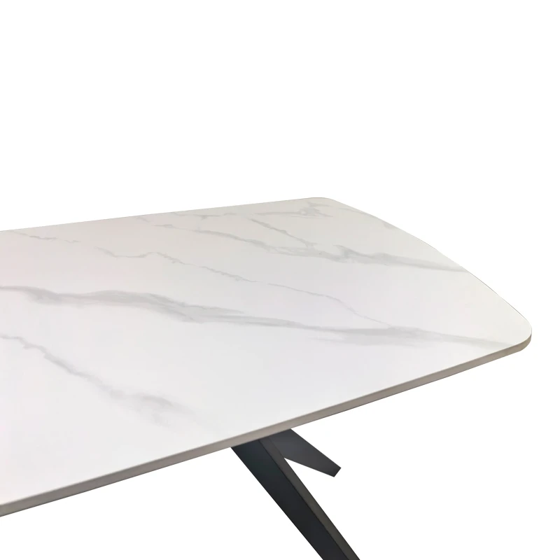 Table Ezali pakoworld sintered stone white matte marble look with black metal leg 140x80x75cm