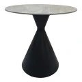 Table Flenada pakoworld sintered stone in grey marble look with black metal base D80x76cm