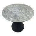 Table Flenada pakoworld sintered stone in grey marble look with black metal base D80x76cm