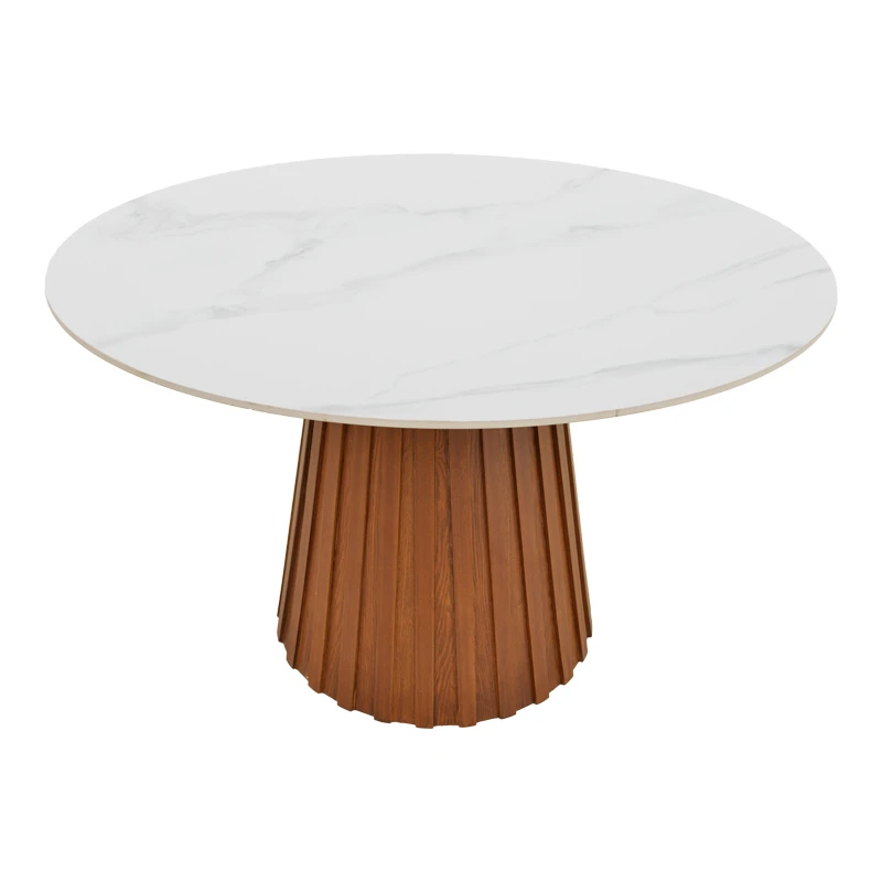 Dining table Franzel pakoworld sintered stone in marble look-mdf in natural shade D120x75cm