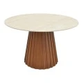 Dining table Franzel pakoworld sintered stone in travertine look-mdf walnut D120x75cm
