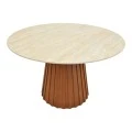 Dining table Franzel pakoworld sintered stone in travertine look-mdf walnut D120x75cm