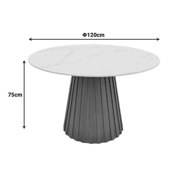 Dining table Franzel pakoworld sintered stone in travertine look-mdf walnut D120x75cm