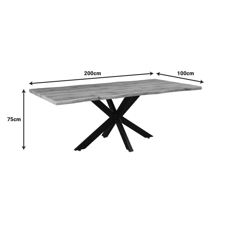 Gilman pakoworld mdf table in sonoma shade and black metal leg 200x100x75cm