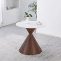 Horas pakoworld table, walnut metal - white with marble effect, D80x75cm