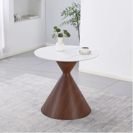 Horas pakoworld table, walnut metal - white with marble effect, D80x75cm
