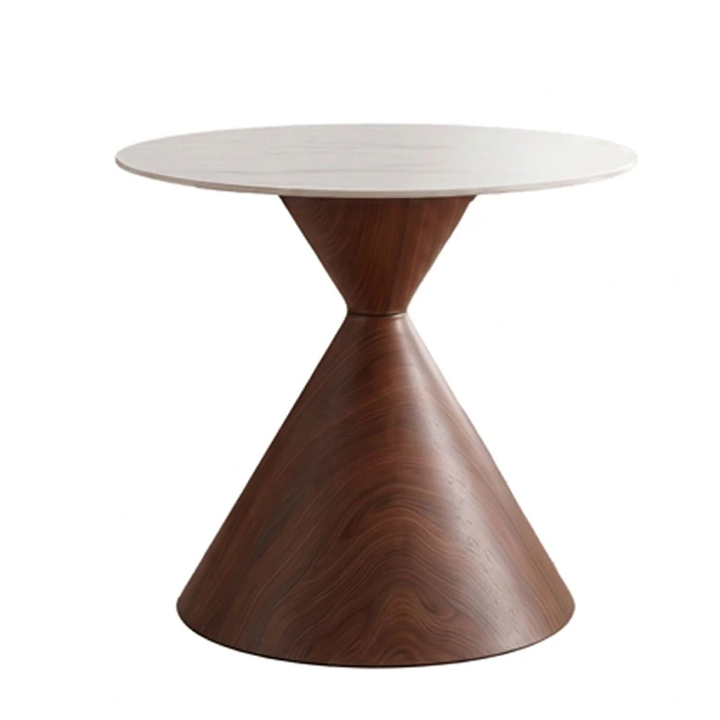 Horas pakoworld table, walnut metal - white with marble effect, D80x75cm