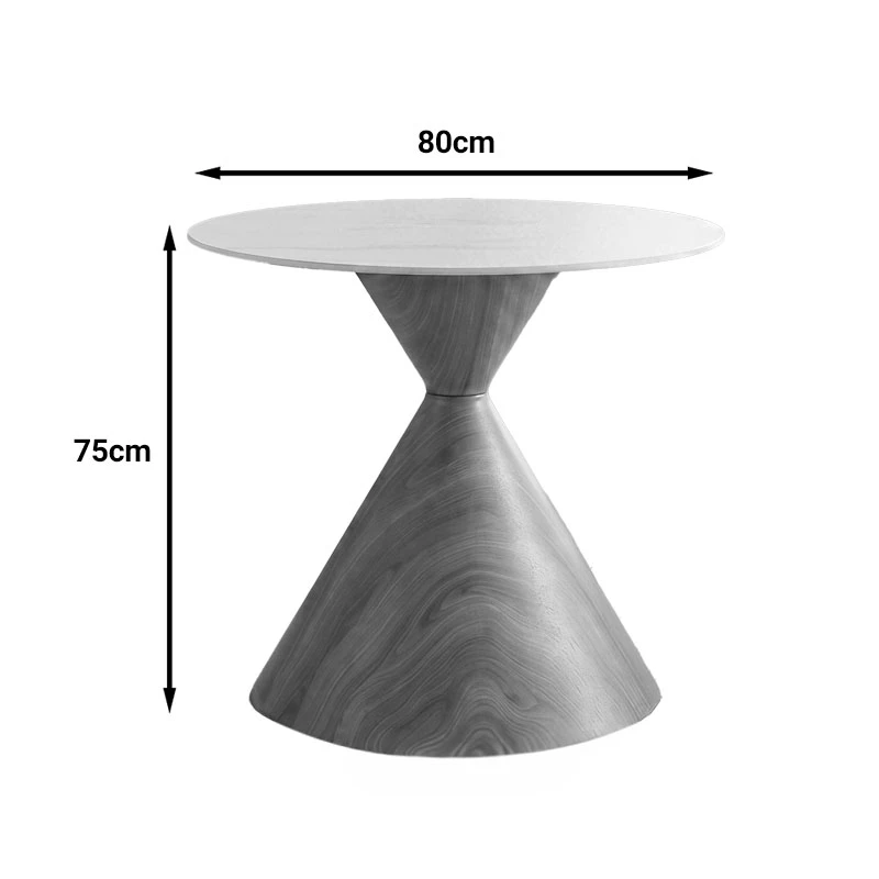 Horas pakoworld table, walnut metal - white with marble effect, D80x75cm