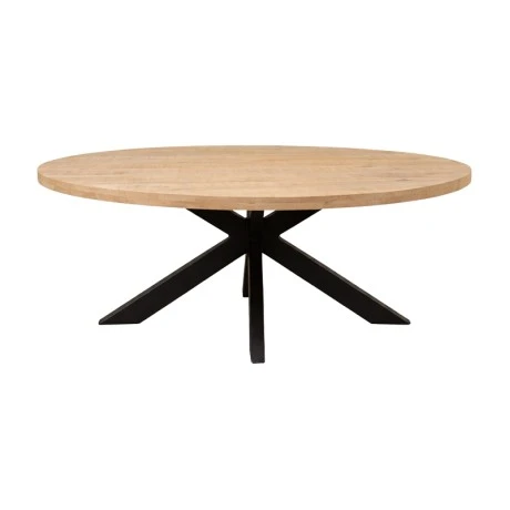 Dining table Jenma pakoworld solid mango wood in natural color-black metal leg 180x90x76cm