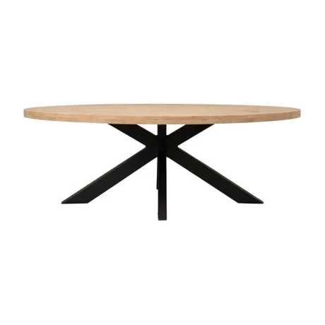 Dining table Jenma pakoworld solid mango wood in natural color-black metal leg 180x90x76cm