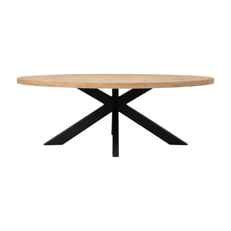 Dining table Jenma pakoworld solid mango wood in natural color-black metal leg 180x90x76cm