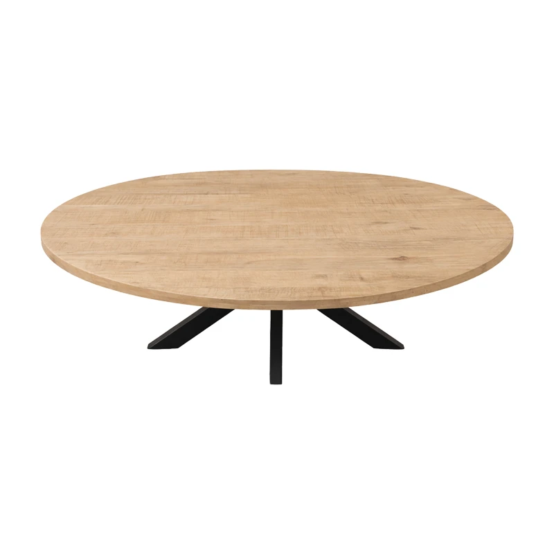 Dining table Jenma pakoworld solid mango wood in natural color-black metal leg 180x90x76cm