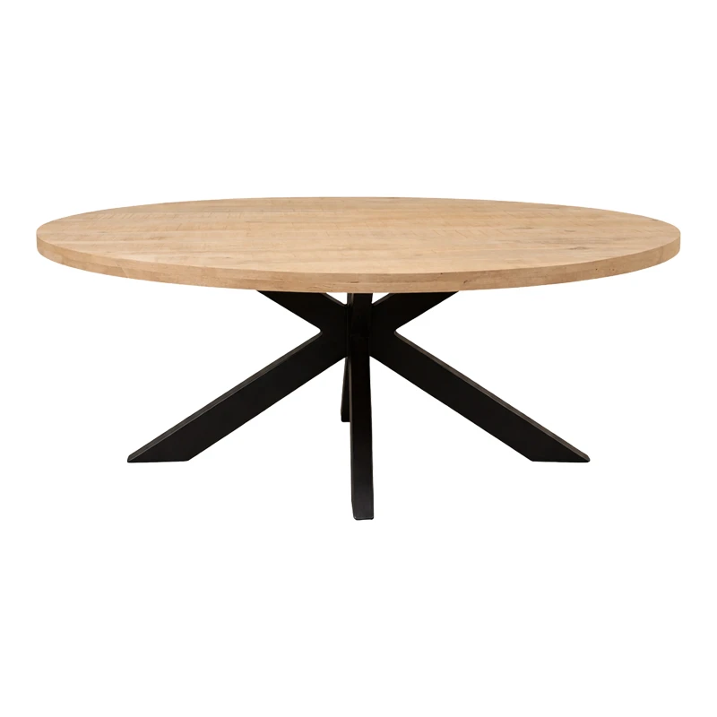 Dining table Jenma pakoworld solid mango wood in natural color-black metal leg 200x100x76cm