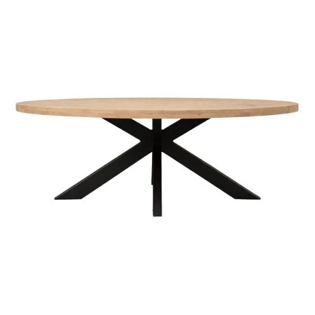 Dining table Jenma pakoworld solid mango wood in natural color-black metal leg 200x100x76cm