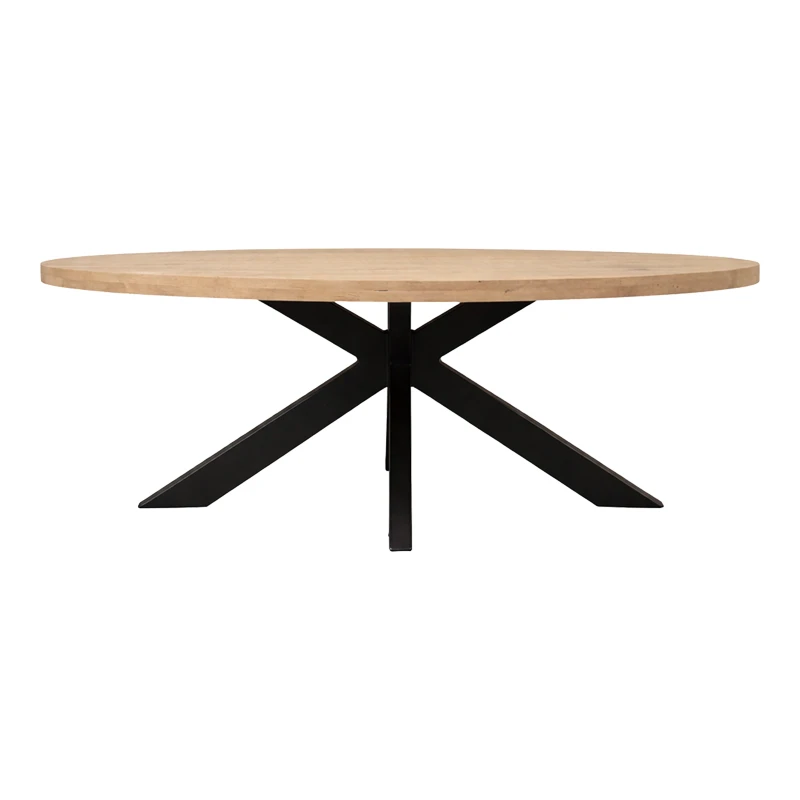 Dining table Jenma pakoworld solid mango wood in natural color-black metal leg 200x100x76cm