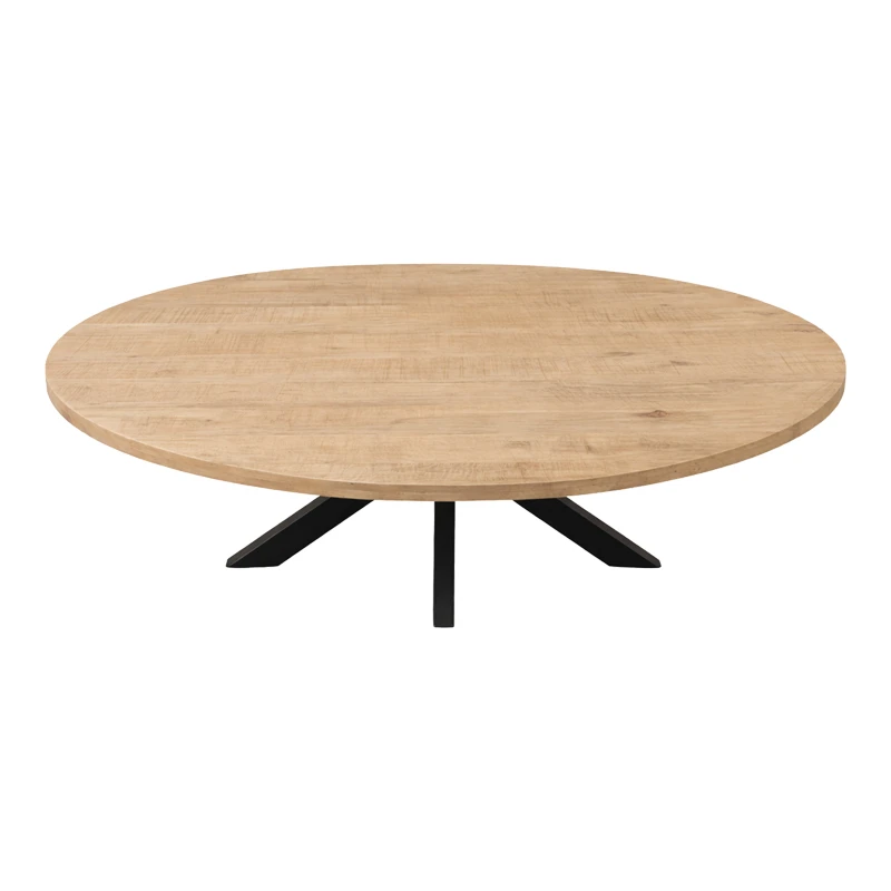 Dining table Jenma pakoworld solid mango wood in natural color-black metal leg 200x100x76cm