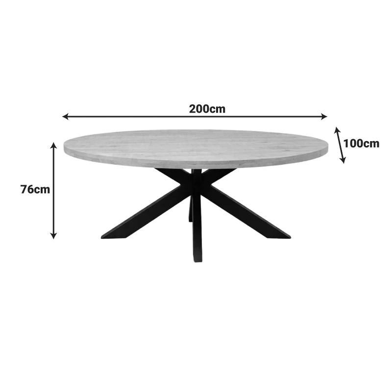 Dining table Jenma pakoworld solid mango wood in natural color-black metal leg 200x100x76cm