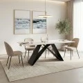 Mapele pakoworld table white marble sintered stone with black metal legs 180x90x75cm