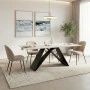 Mapele pakoworld table white marble sintered stone with black metal legs 180x90x75cm