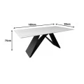 Mapele pakoworld table white marble sintered stone with black metal legs 180x90x75cm