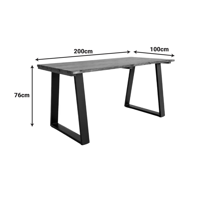 Miles pakoworld dining table solid acacia wood walnut 200x100x76cm