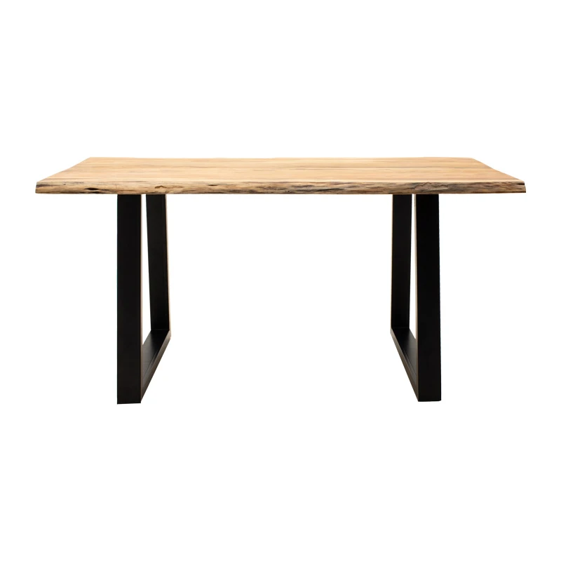 Miles pakoworld table solid acacia wood thickness 3.7-4cm in natural shade with black metal legs 160x90x76cm