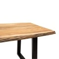 Miles Slim pakoworld table solid acacia wood 2.5cm in natural shade with black metal legs 140x80x76cm