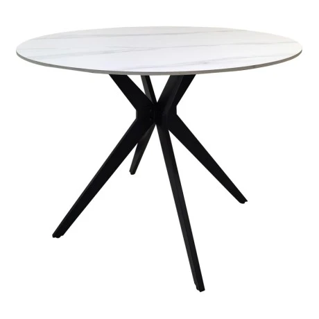 Orbital table pakoworld white matte marble sintered stone-black metal D100x76cm