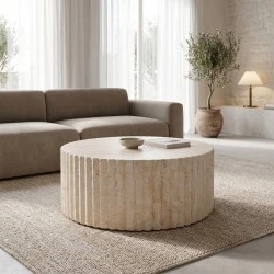 Coffee table Binero pakoworld MGO travertine look D106x45cm