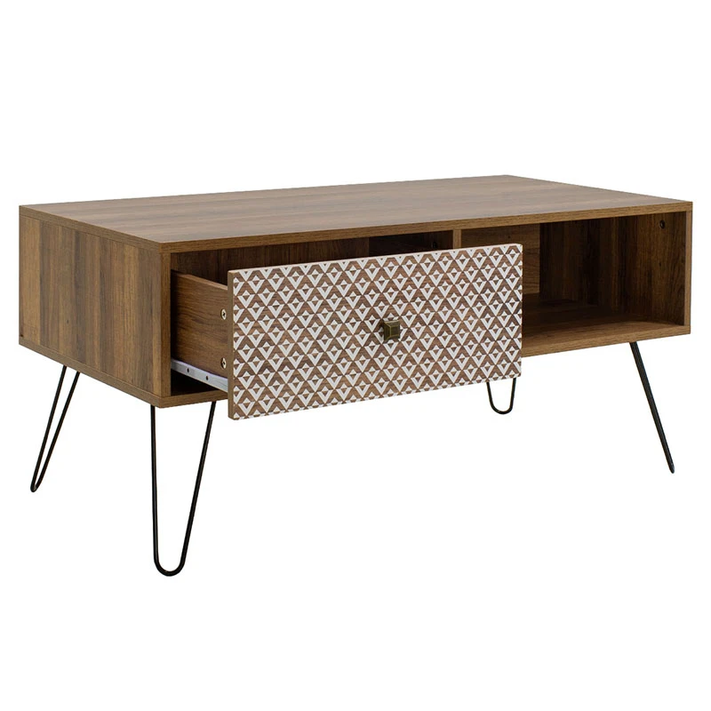 Coffee table dresser Boho pakoworld in walnut color 100x50x46cm