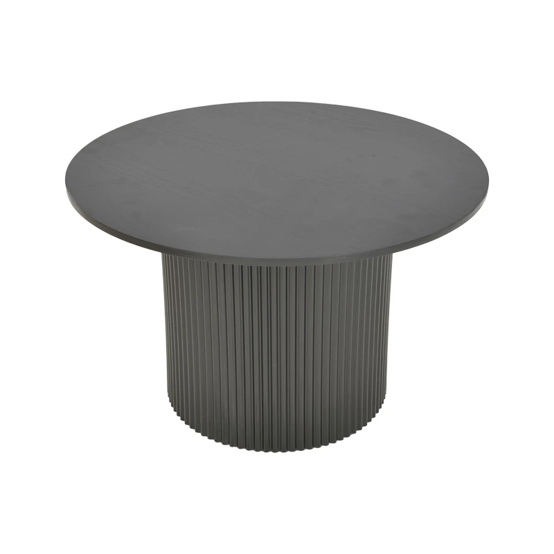 Τραπέζι σαλονιού Dovel pakoworld mdf-μεταλλο σε μαύρη απόχρωση Φ70x45εκ