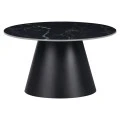Fabrin Inart coffee table black marble sintered stone-black metal D70x40cm