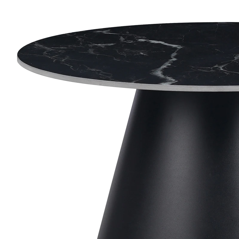 Fabrin Inart coffee table black marble sintered stone-black metal D70x40cm