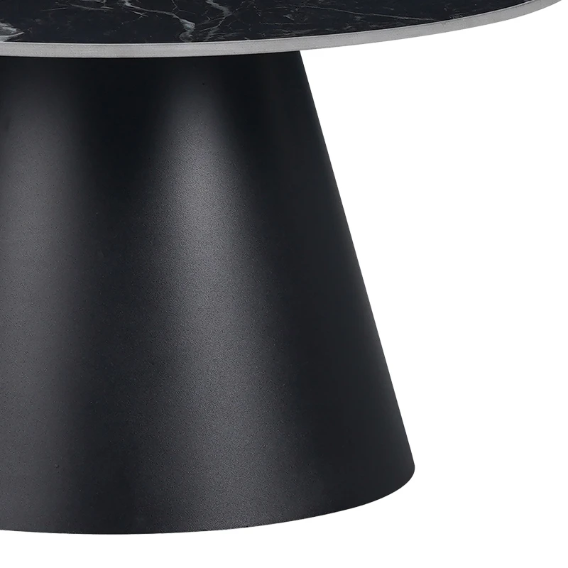 Fabrin Inart coffee table black marble sintered stone-black metal D70x40cm