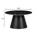 Fabrin Inart coffee table black marble sintered stone-black metal D70x40cm