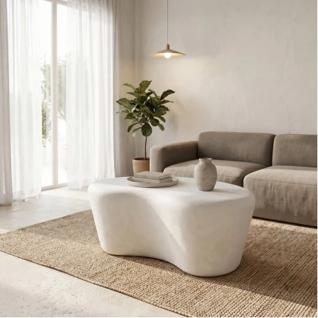 Τραπέζι σαλονιού Fedris pakoworld mdf λευκό 80x70x34εκ