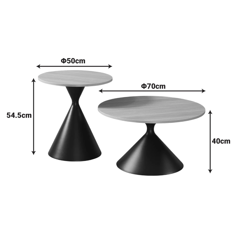 Coffee table Hemena pakjoworld set 2 pieces in black-natural color