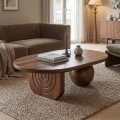 Coffee table Kane pakoworld solid acacia wood in walnut color 110x72x38cm