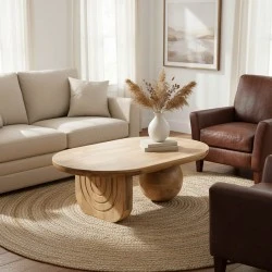 Coffee table Kane pakoworld solid acacia wood in natural color 110x72x38cm
