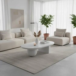Coffee table Kane pakoworld solid acacia wood in white color 110x72x38cm
