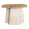 Coffee table Loberta pakoworld fir wood-mdf in natural-white color D60x43cm