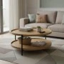 Coffee table Portogie pakoworld mdf natural - metal black D80x40cm