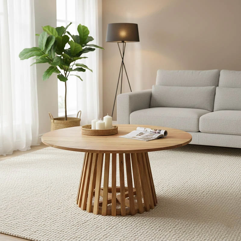 Radiane pakoworld table, solid acacia wood in natural shade, D80x40cm
