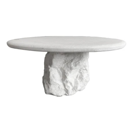 Τραπέζι σαλονιού Zinol pakoworld mdf-polyresin λευκό Φ80x36εκ