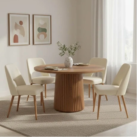Tully table pakoworld solid acacia wood in walnut shade D120x75cm
