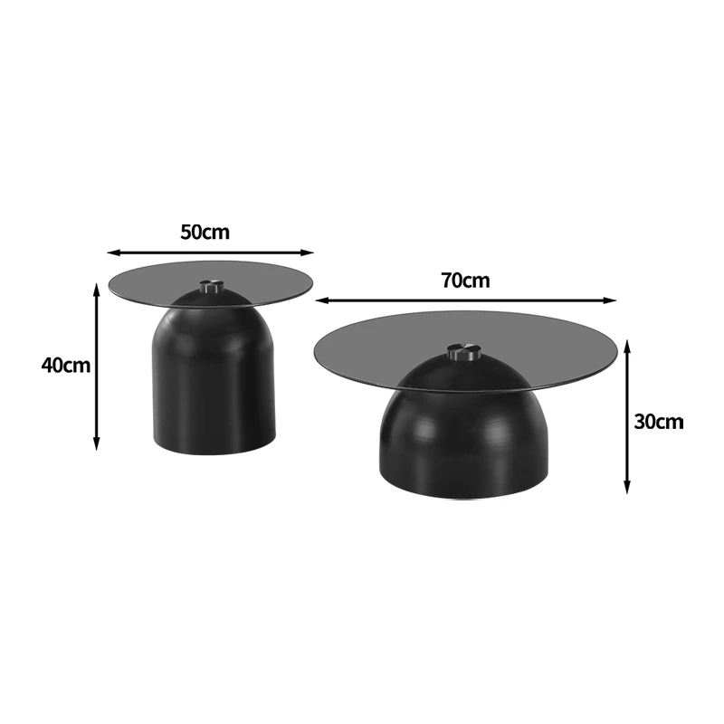 Coffee tables Barel pakoworld set of 2 cappuccino metal- clear glass