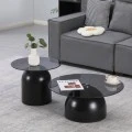 Coffee tables Barel pakoworld set of 2 black metal-black smoke glass